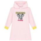 Girls Pink Elephant Hooded Dress, 1, hi-res